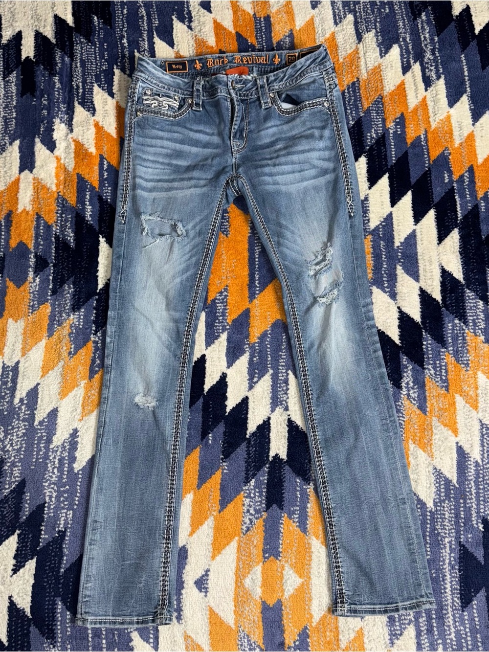 Rock Revival Betty Straight Stretch Denim Jeans Women’s 29x30 Distressed Y2K